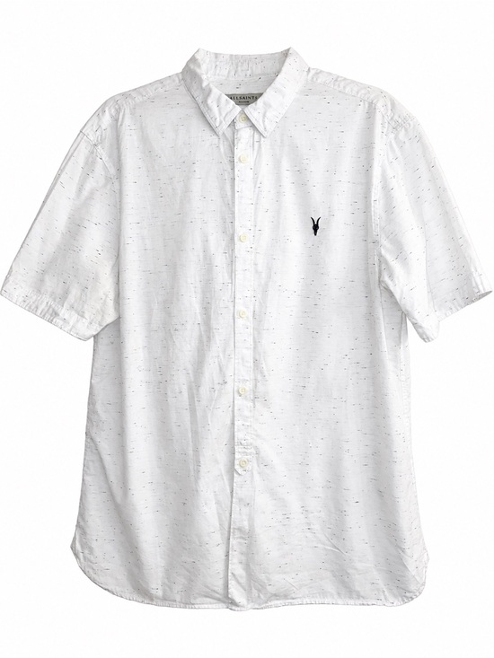 All Saints Other - ALLSAINTS White Short-Sleeve Button-Down Shirt Cotton Subtle Speckle. Size XL